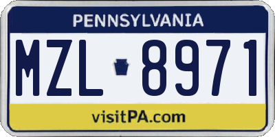 PA license plate MZL8971