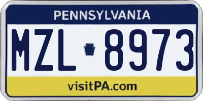 PA license plate MZL8973