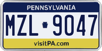 PA license plate MZL9047