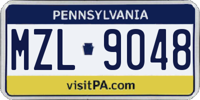 PA license plate MZL9048