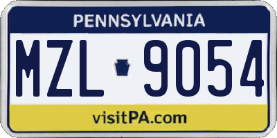 PA license plate MZL9054