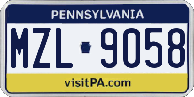 PA license plate MZL9058