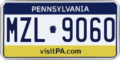 PA license plate MZL9060