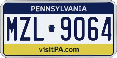 PA license plate MZL9064