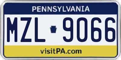 PA license plate MZL9066