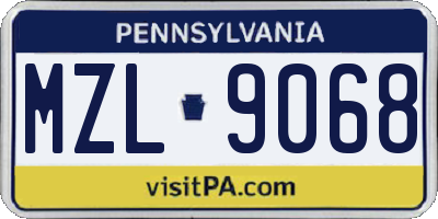 PA license plate MZL9068