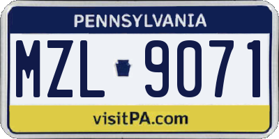 PA license plate MZL9071
