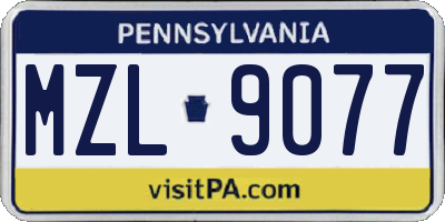 PA license plate MZL9077