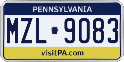 PA license plate MZL9083