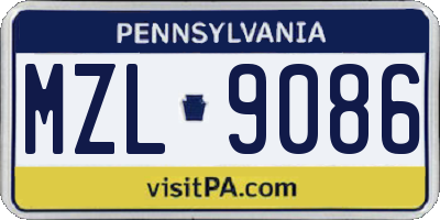PA license plate MZL9086