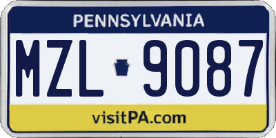 PA license plate MZL9087