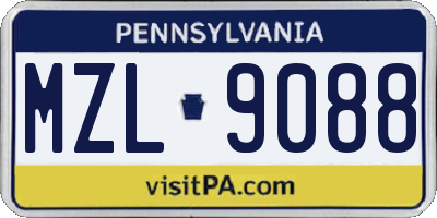 PA license plate MZL9088