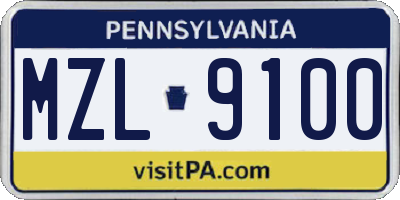 PA license plate MZL9100