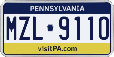 PA license plate MZL9110