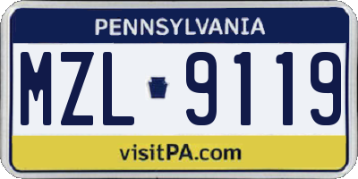 PA license plate MZL9119