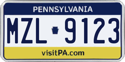 PA license plate MZL9123