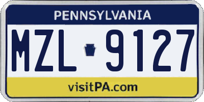 PA license plate MZL9127