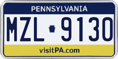 PA license plate MZL9130