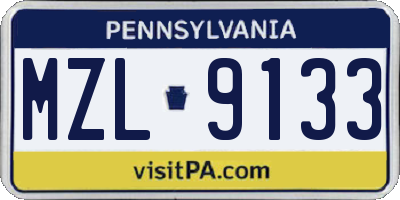 PA license plate MZL9133