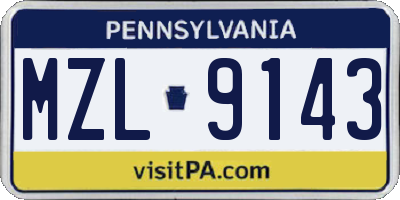 PA license plate MZL9143