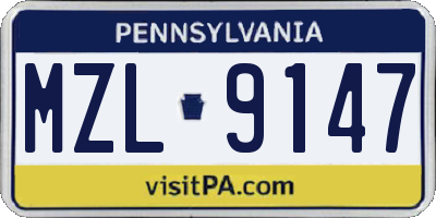 PA license plate MZL9147
