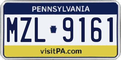 PA license plate MZL9161
