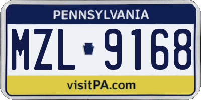 PA license plate MZL9168