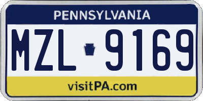 PA license plate MZL9169