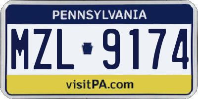 PA license plate MZL9174