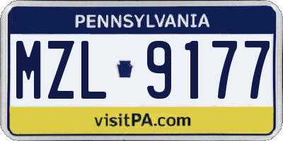 PA license plate MZL9177