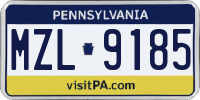 PA license plate MZL9185
