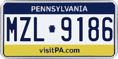 PA license plate MZL9186