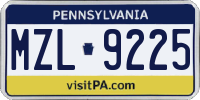 PA license plate MZL9225