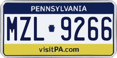 PA license plate MZL9266