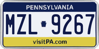 PA license plate MZL9267