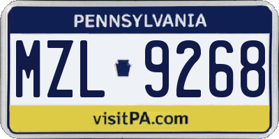 PA license plate MZL9268