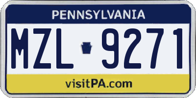 PA license plate MZL9271