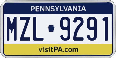 PA license plate MZL9291