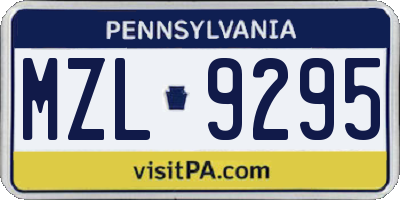 PA license plate MZL9295