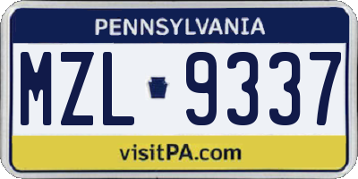 PA license plate MZL9337