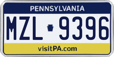 PA license plate MZL9396