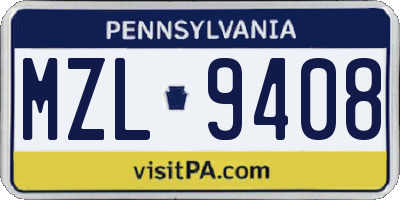 PA license plate MZL9408