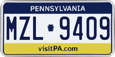 PA license plate MZL9409