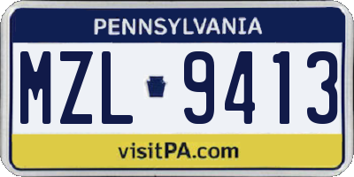 PA license plate MZL9413