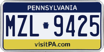PA license plate MZL9425