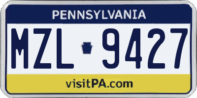 PA license plate MZL9427