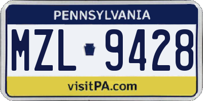 PA license plate MZL9428