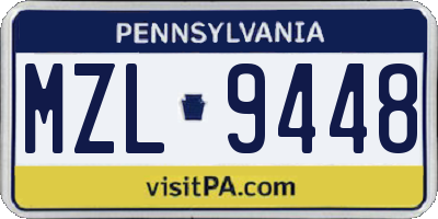 PA license plate MZL9448