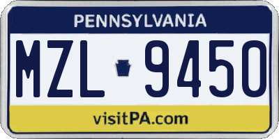 PA license plate MZL9450