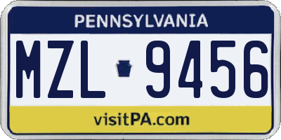 PA license plate MZL9456